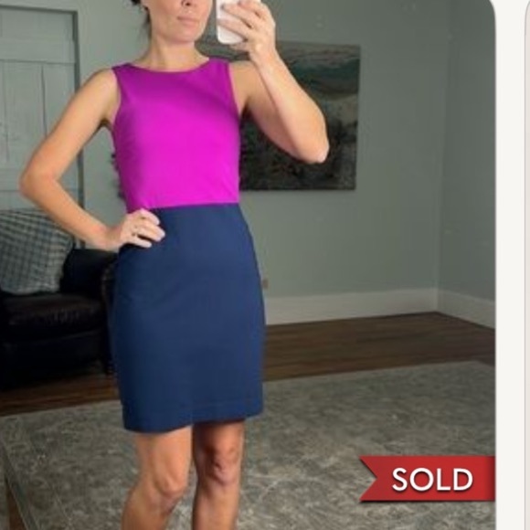 2/$30 Cynthia Rowley -Colorblock Mini Dress Fuchsia Navy Blue Sleeveless Size S - Picture 3 of 8